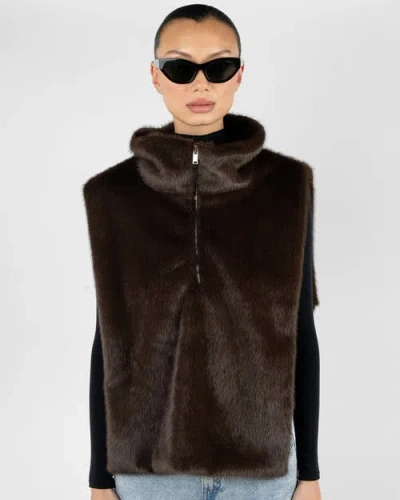 Weworewhat Faux Fur Mockneck Vest In Multi