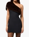 Weworewhat Faux Fur One Shoulder Mini Dress In Black/brown
