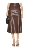 Weworewhat Faux Leather Flare Midi Skirt In Brown