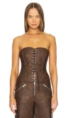 WEWOREWHAT FAUX LEATHER LACE FRONT CORSET
