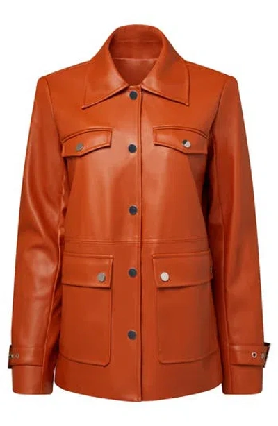 Weworewhat Faux Leather Shirt Jacket In Cider
