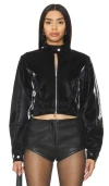 WEWOREWHAT FAUX PATENT LEATHER CROPPED MOTO JACKET