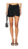 Weworewhat Faux Patent Leather Wrap Skirt In 黑色