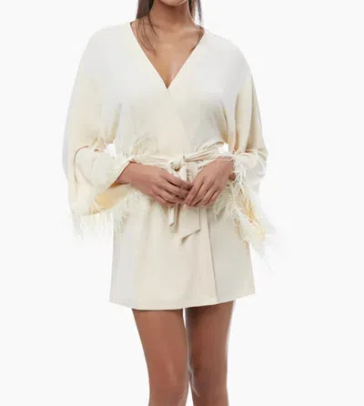 Weworewhat Feather Robe In Ecru In White