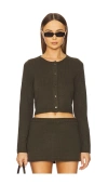 Weworewhat Boxy Crewneck Cardigan In 深灰色