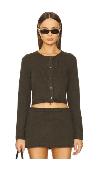 Weworewhat Fitted Crewneck Cardigan In Dark Grey