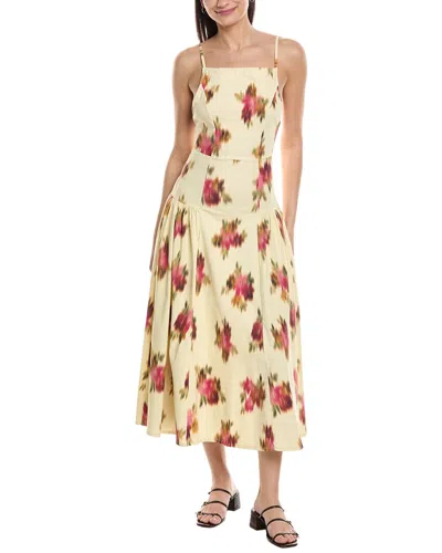 Weworewhat Flare Panel Linen-blend Midi Dress In Multi