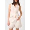 Weworewhat Floral Lace Collared Button-up Top