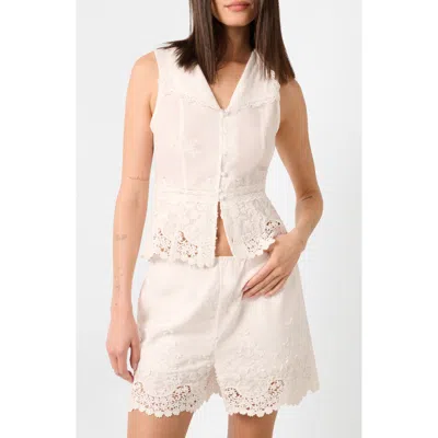 Weworewhat Floral Lace Collared Button-up Top