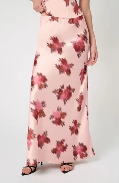 Weworewhat Floral Print Satin Slip Skirt In Pink