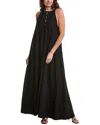 Shop Weworewhat Flowy A-line Linen-blend Maxi Dress In Black