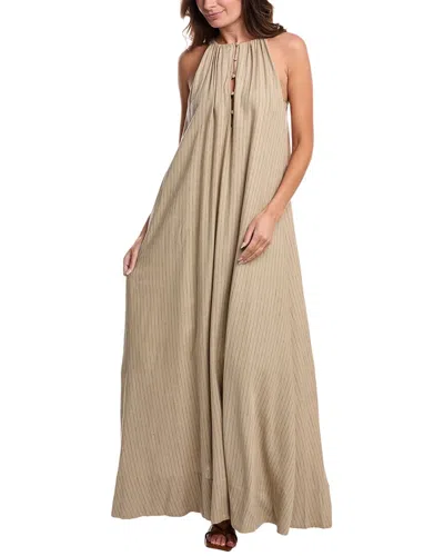 Weworewhat Flowy A-line Linen-blend Maxi Dress In Green