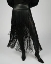 Weworewhat Fringe Midi Skirt In Black