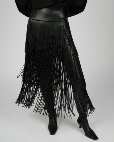 Weworewhat Fringe Midi Skirt In Black