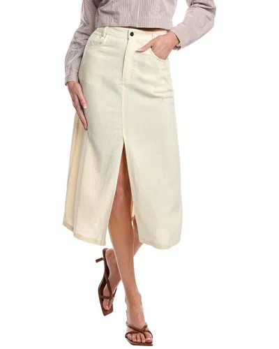 Weworewhat Front Slit Linen-blend Midi Skirt In White