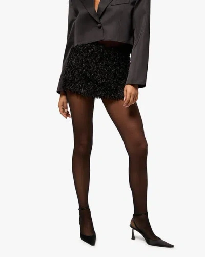 Weworewhat Fuzzy Puff Mini Skirt In Black