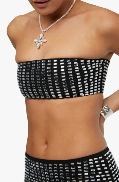 Weworewhat Geometric Crystal Bandeau Top In Black