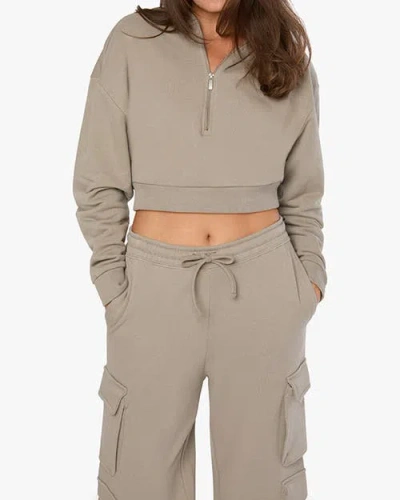 Weworewhat Half Zip Hoodie In Stone
