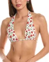 Weworewhat Rose Printed Halter Bikini Top