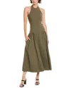 Weworewhat Halter Corset Linen-blend Midi Dress In Brown