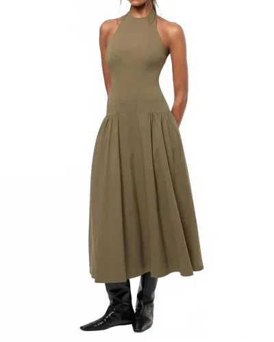 Weworewhat Halter Corset Midi Dress In Olive