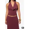 Weworewhat Halter Cowl Top In Eggplant