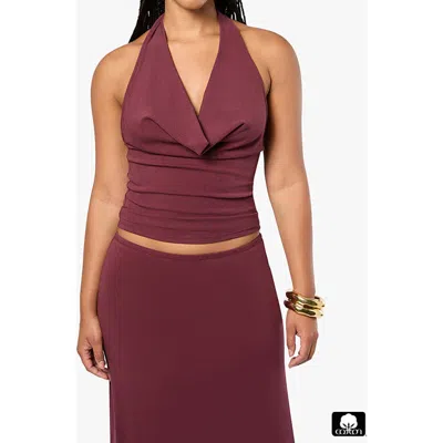 Weworewhat Halter Cowl Top In Eggplant