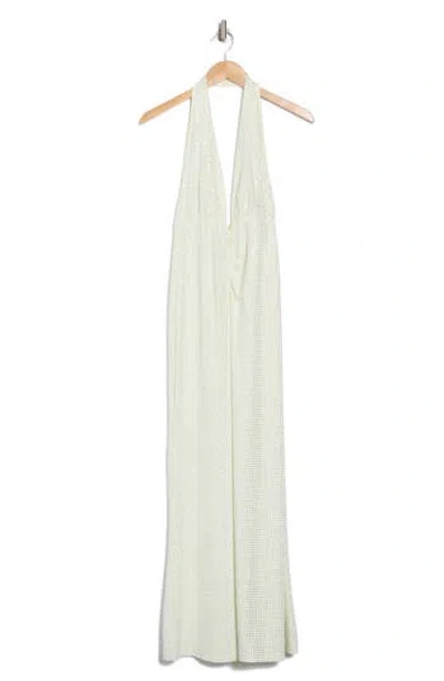 Weworewhat Halter Crystal Embellished Dress In Ecru