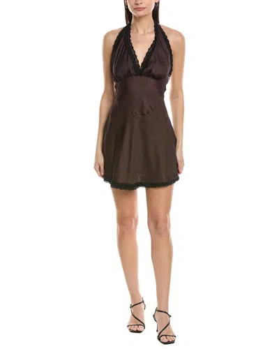 Weworewhat Halter Lace Mini Dress In Brown