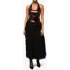 Weworewhat Halter Midi Dress In Chocolate/black