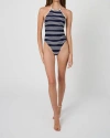 Weworewhat Halter One Piece Swimsuit In Dk Navy/offwh