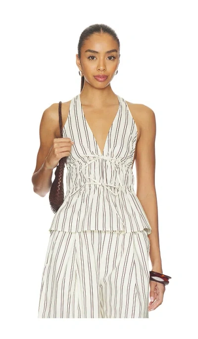 Weworewhat Halter Neck Peplum Top In White