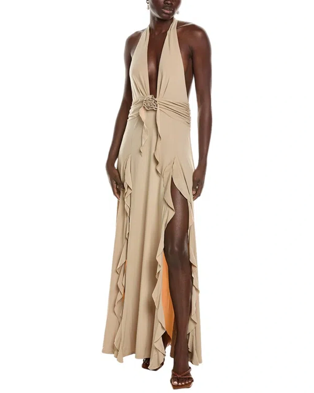 grecian halter wedding dress BABARONI Halter Chiffon Long Dresses for Bridesmaids-Champagne, Champagne / US0 main image 1
