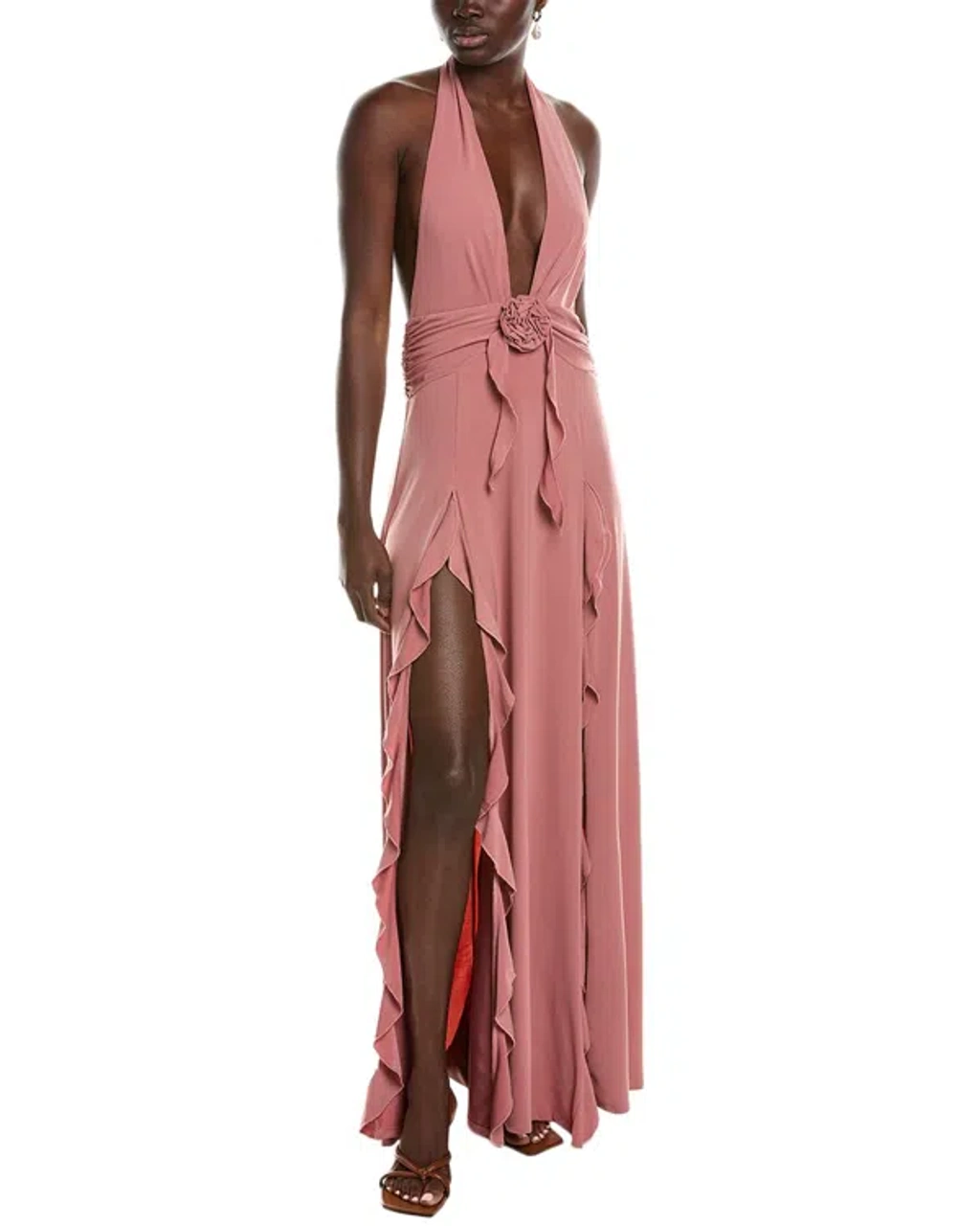 Weworewhat Halter Ruffle Maxi Dress In Pink | ModeSens