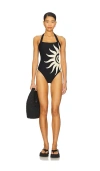 Weworewhat Sun Wave Halter Neck Swimsuit In Blue