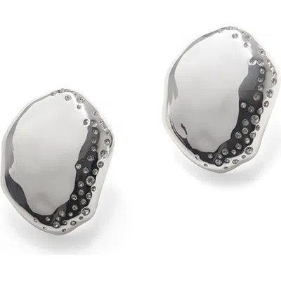 Weworewhat Hammered Crystal Stud Earring In Silver