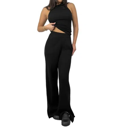 Weworewhat High Neck Cable Knit Tank Top In Black In Blue