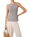 Weworewhat High Straight Neck Top In Dusty Blue In Multi