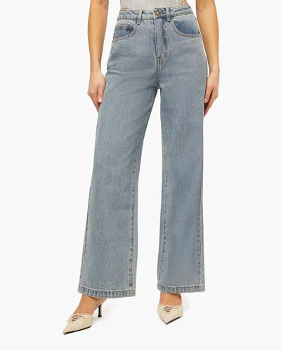 WEWOREWHAT HIGH WAIST WIDE LEG PANTS IN DENIM BLUE