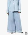Weworewhat High Waisted Pleated Super Wide Leg Pant In Light/mid Wash