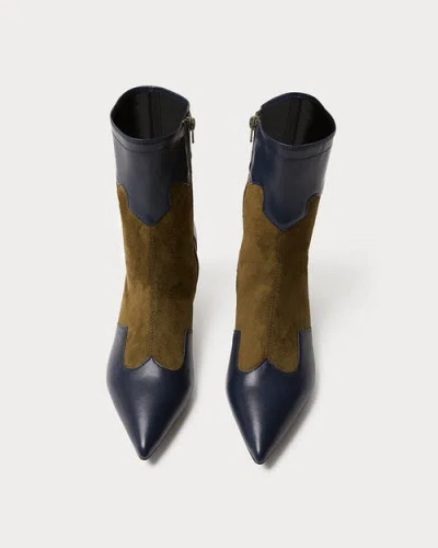 Weworewhat Kitten Heel Western Bootie In Mltry Olive/nvy
