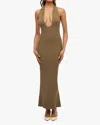 Weworewhat Knit Halter Maxi Dress In Olive Green
