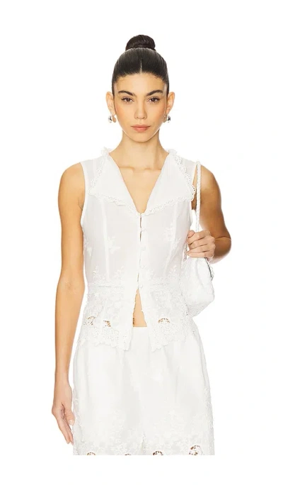 Weworewhat Lace Button Up Top In White