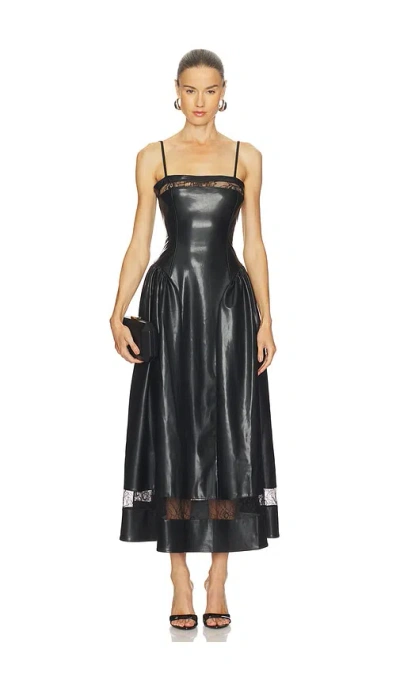 Weworewhat Lace Panel Corset Midi Dress In Black