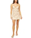 Weworewhat Lace Peplum Corset Linen-blend Mini Dress
