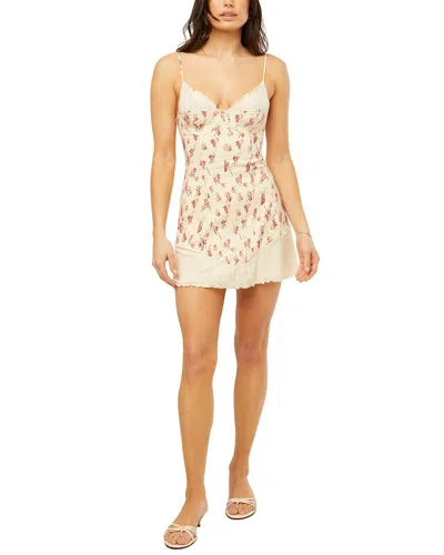 Weworewhat Lace Peplum Corset Linen-blend Mini Dress In White