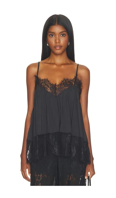 Weworewhat Lace Voile Cami Top In Black