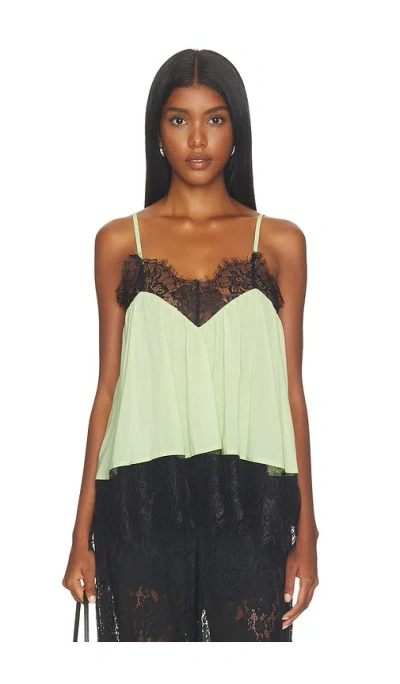 Weworewhat Lace Voile Cami Top In Green