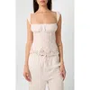Weworewhat Lace Wide Strap Ruched Cup Corset Top