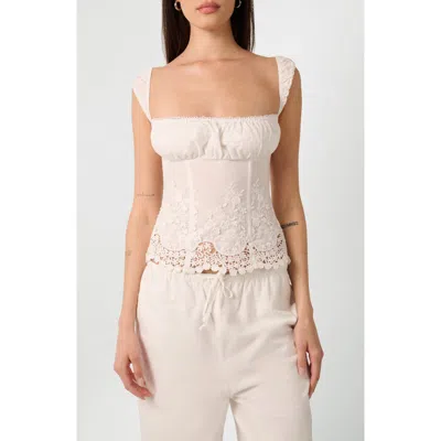 Weworewhat Lace Wide Strap Ruched Cup Corset Top